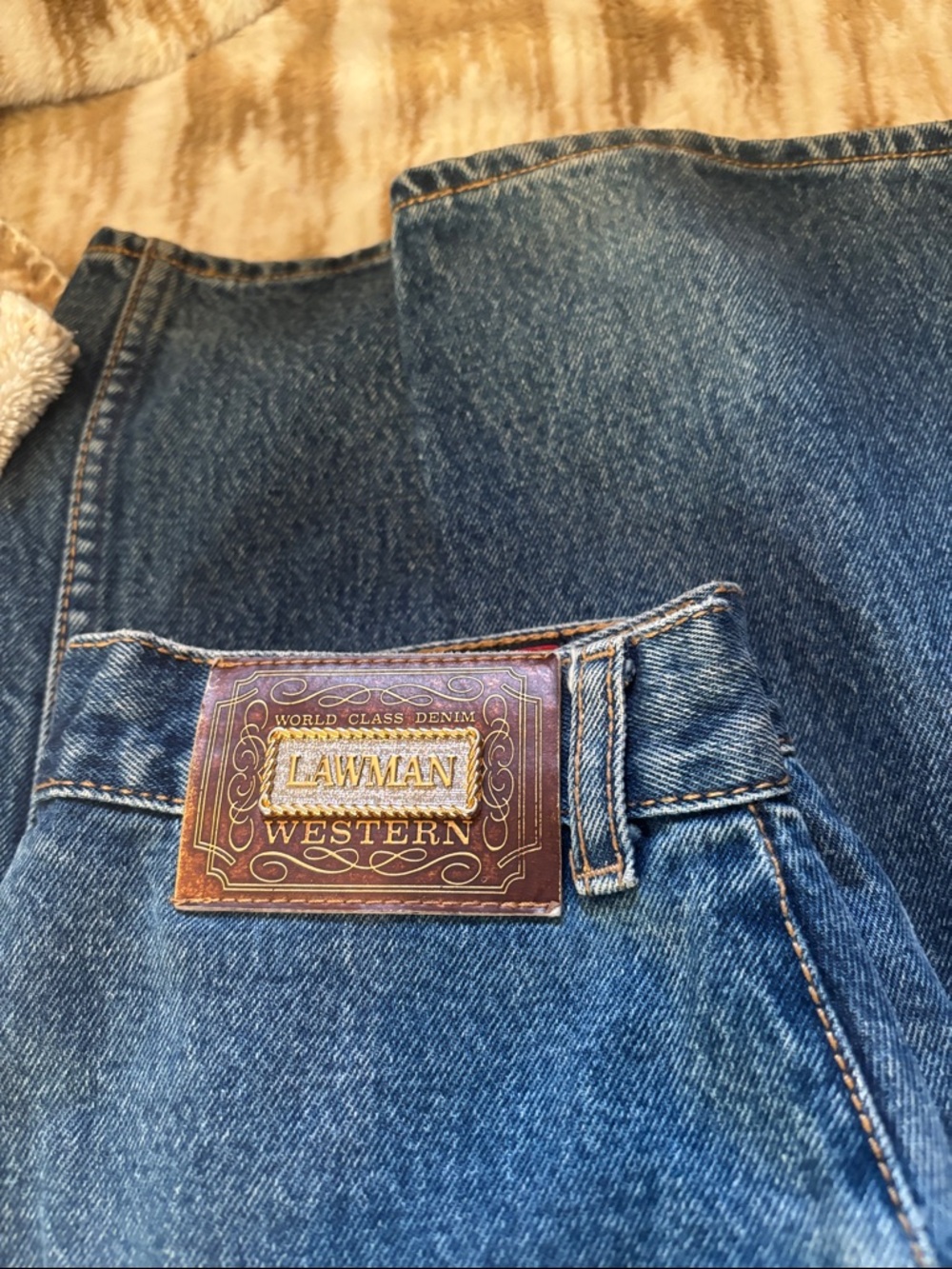 Vintage Lawmen Blue Denim Jeans with Button-Accent Side | Vintage-Inspired - Picture 5 of 5